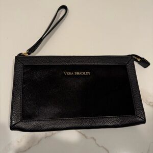 NWOT Vera Bradley Black Leather and Calf Hair Wristlet